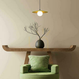 Zambelis 2597 pendant light, olive-green ceramic and opal glass, Ø28.5 cm, G9 small 0