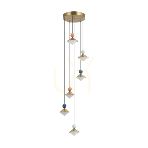 Check Pendant LED Light 40W 3000k Ceramic - Metal - Glass, Brass ZAMBELIS