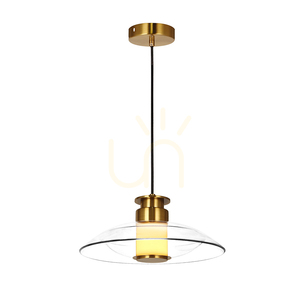 Zambelis 25141 LED Pendant Light, 10 W 3000 K, Brushed Brass and Clear Glass, Ø30 cm small 0
