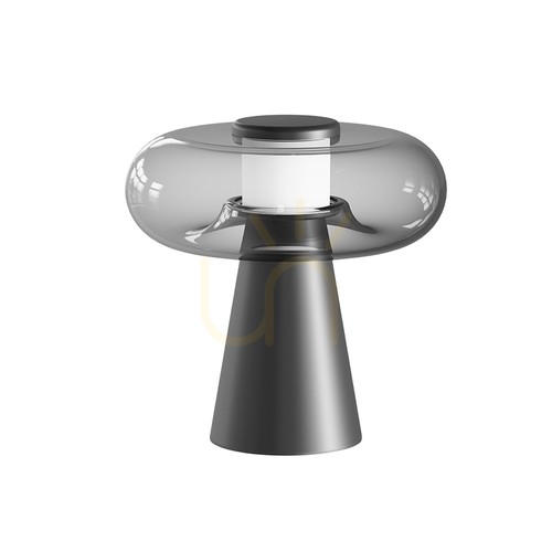 Check Zambelis 25277 LED Table Lamp in Sandy Black and Smoked Glass, 18 W, 3000 K