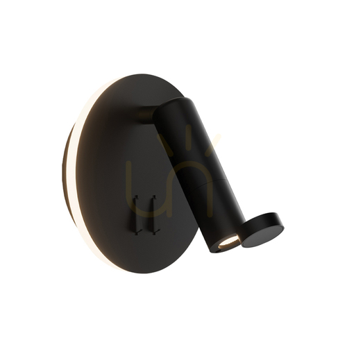 Check Zambelis 25303 matt black LED wall reading light with backlight, 3+6 W 3000 K
