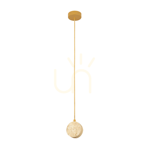 Check Pendant LED Light 3W 3000k Natural Stone - Gold Metal ZAMBELIS