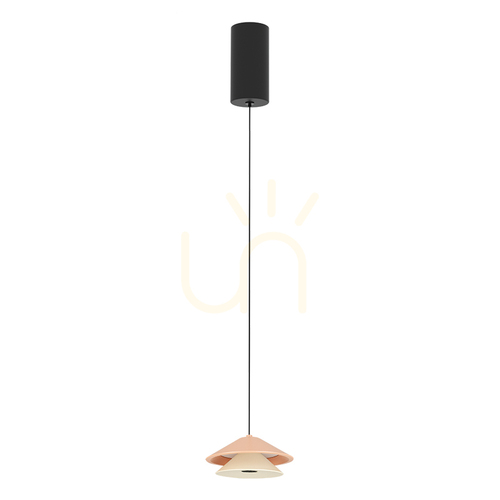 Check 9 W LED pendant lamp, sand-black base – beige-red shade – oyster white finish, ZAMBELIS