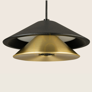 Zambelis 25347 LED pendant light, black and brushed gold, 9 W, 3000 K small 2