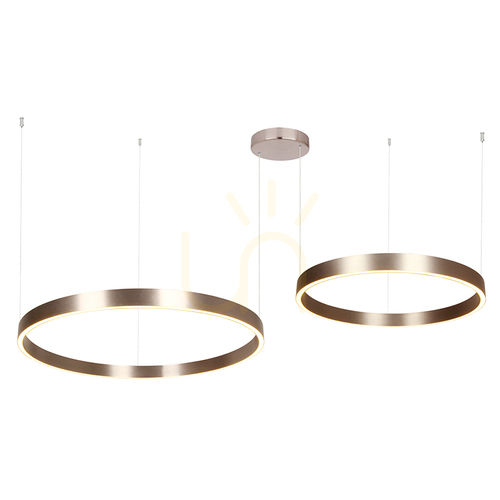 Check ZAMBELIS LED Pendant Light Two Rings 60 and 80 cm Brushed Coffee 118 W 3000 K 25374