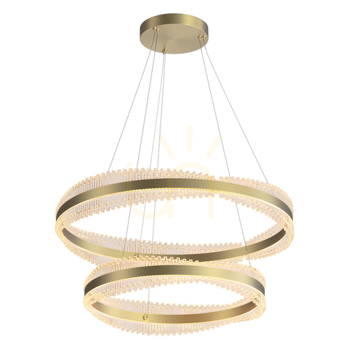 Check Pendant LED Light 118w 3000k Triac Brushed Gold Metal - Crystal ZAMBELIS