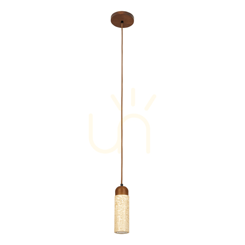 Check 1xGU10 pendant light, max.. 10 W, natural stone – brown ZAMBELIS wood