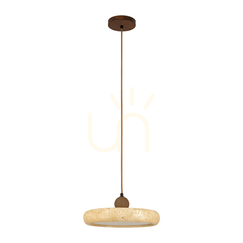 Check ZAMBELIS 25419 LED pendant light 22W 3000K natural stone – brown wood