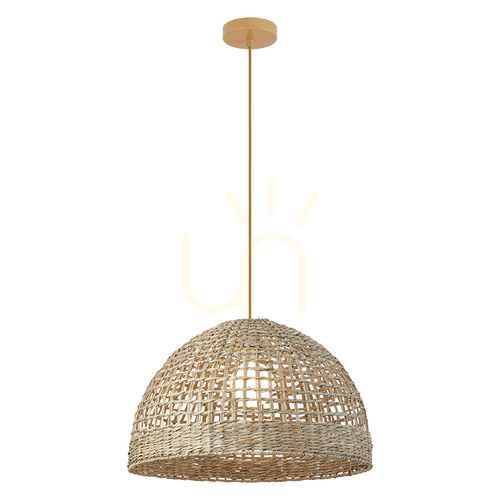 Check 1xE27 pendant light, max.. 40 W, natural seaweed color – brown-beige metallic, ZAMBELIS