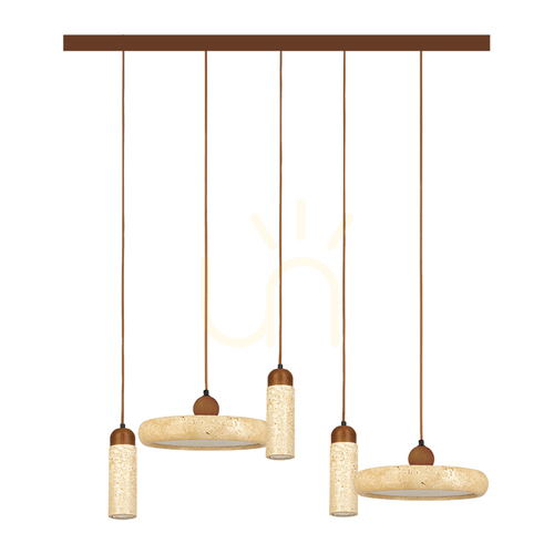Check Line Light 44 W LED Pendant Light + 3 x GU10 (max.. 10 W) made of natural stone – brown ZAMBELIS wood