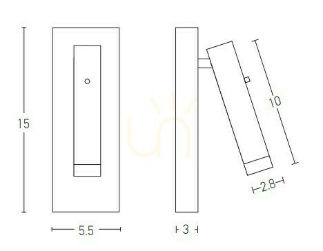 Check Zambelis H68-B Wall Reading Light, LED 3 W 3000 K, 240 lm, Movable Stick, On/Off Switch on the Head, Black Matt