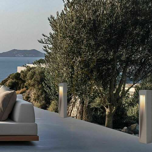 Check Outdoor Bollard LED Light 9W 3000k Concrete - Metal - Glass Ip65 ZAMBELIS