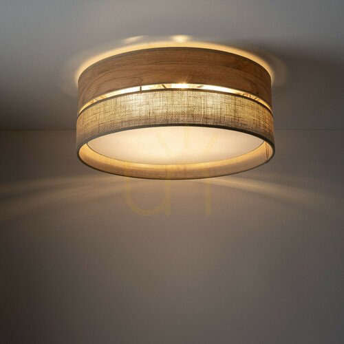 Check Dorma Wood Juta Ceiling Light 45 cm 4xE27
