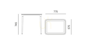 FERNE Rimo FRIS867 Garden Dining Table Agate Gray 77.5 x 57.5 cm small 1