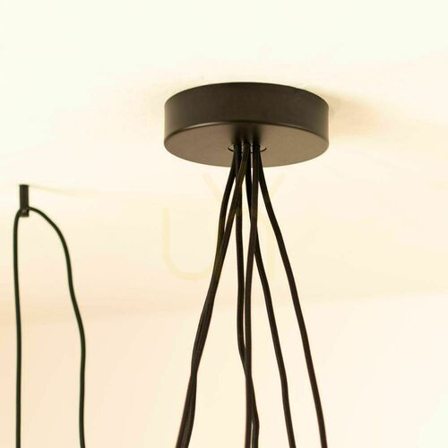 Check Lampshade s.luce Modular Multi-Socket Rosette, black metal, Ø 15 cm