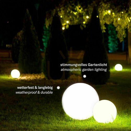 Check s.luce Globe LED Gartenkugel 50 cm weiß Kunststoff E27 IP54