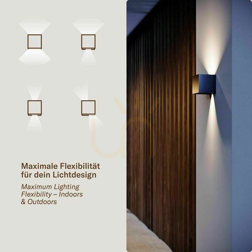 Check s.luce Ixa LED Wall Light Gold 10 cm Square Metal IP44 3000K 460 lm