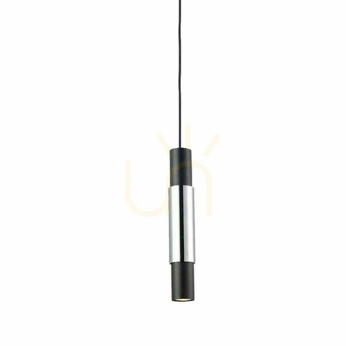 Check s.luce Crutch Pendant Light Black with Chrome Cylinder, Metal, GU10, 1-Light