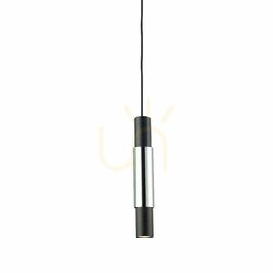 s.luce Crutch Pendant Light Black with Chrome Cylinder, Metal, GU10, 1-Light small 15