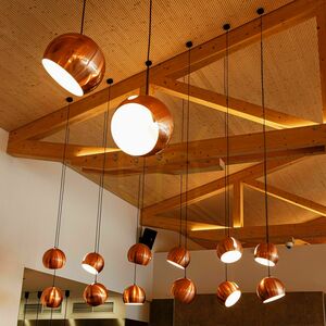 s.luce Ball gold pendant light Ø 20 cm E27 with 5 m black cable small 4