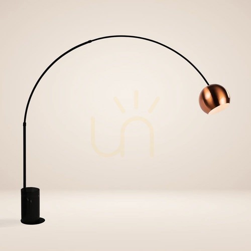 Check s.luce Ball arc floor lamp 220 cm E27 copper shade, black marble base