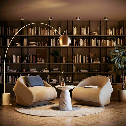 Check s.luce Ball Arc Floor Lamp Copper Marble Modern