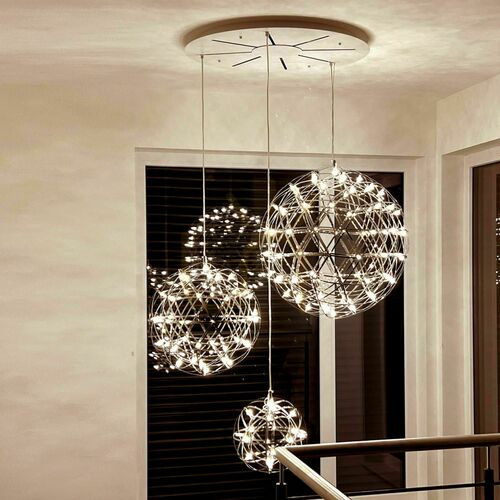 Check Chandelier s.luce Atom XL LED Chrome Modern Round Pendant Light