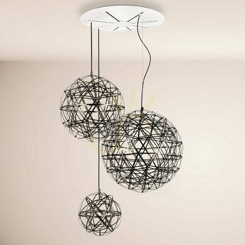Check s.luce Atom XL LED chandelier 30/50/70 cm black chrome, white canopy