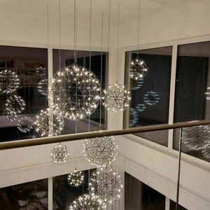 s.luce Atom XL LED chandelier 30/50/70 cm black chrome, white canopy small 3