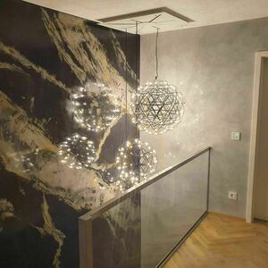 s.luce Atom XL LED chandelier 30/50/70 cm black chrome, white canopy small 8