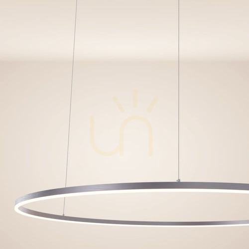 Check s.luce Ring LED Pendelleuchte Silber 120 cm Modern