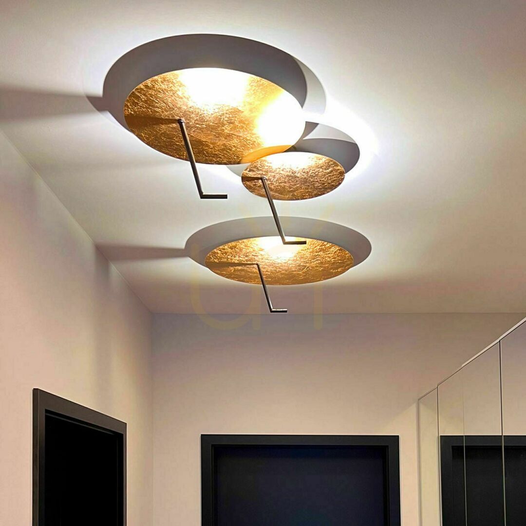 s.luce Hook LED Flush Ceiling Light Gold 30 cm Round Modern Dimmable