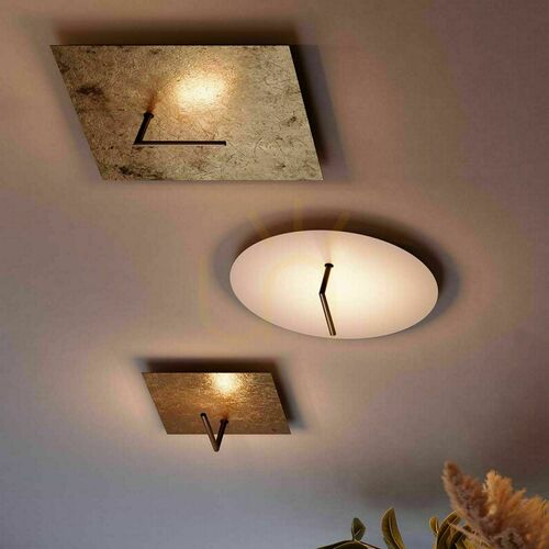 Check Flush Ceiling Light s.luce Edge LED Gold Square 30x30 cm Warm White Dimmable