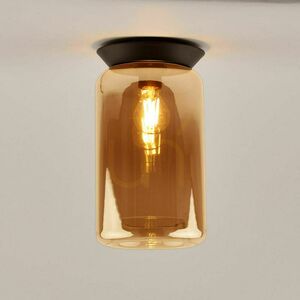 s.luce Cruet Smoky Glass Flush Ceiling Light E27 28 cm Retro Oval small 10