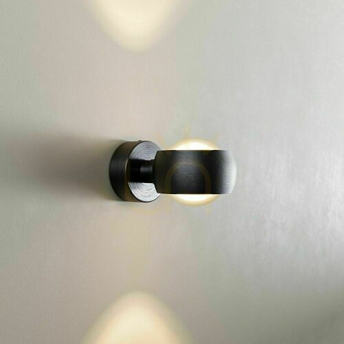 Check s.luce Beam Black Round LED Wall Light 2x7W Dimmable Modern