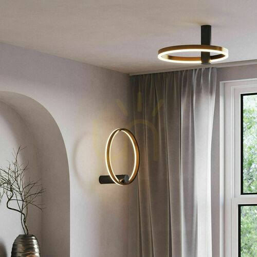 Check Flush Ceiling Light s.luce Ring Air LED 40 cm Gold Round Dimmable Warm White