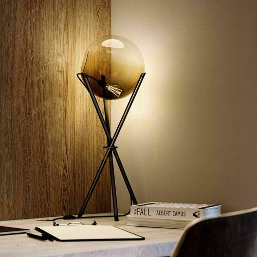 Check s.luce Orb Axis table lamp, clear black glass, E27, 20 cm