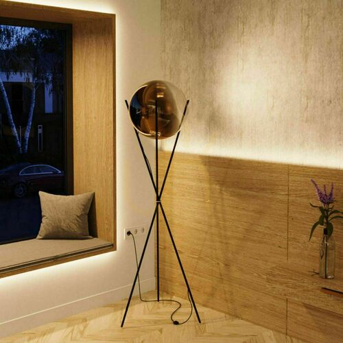 Check s.luce Orb Tripod Stehleuchte Kupfer Glas 160 cm E27