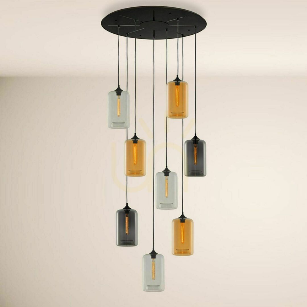 View s.luce Cruet Amber Glass 8-Light Pendant Chandelier s.luce Cruet Amber Glass 8-Light Pendant Chandelier