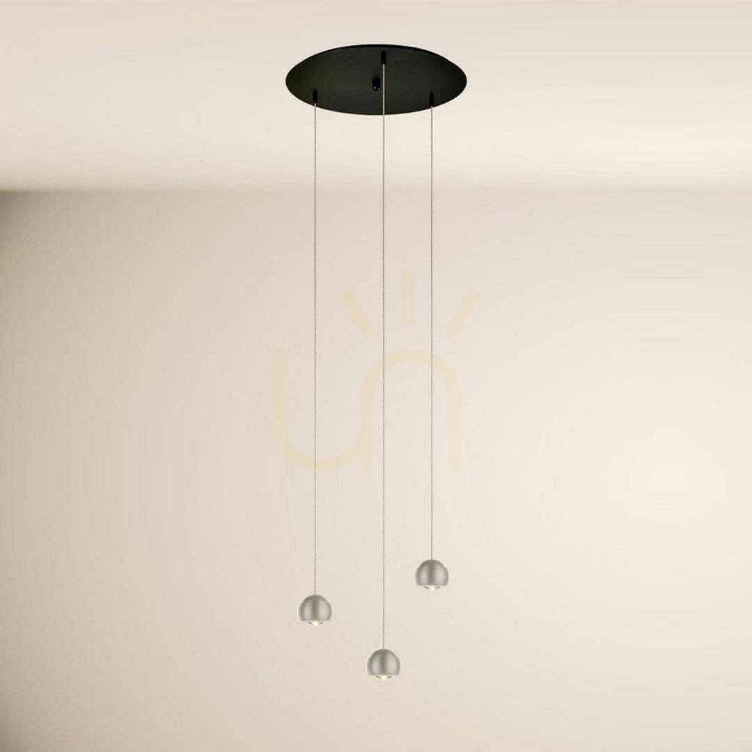 View s.luce Beam LED 3-light pendant lamp silver 40 cm round modern chandelier s.luce Beam LED 3-light pendant lamp silver 40 cm round modern chandelier