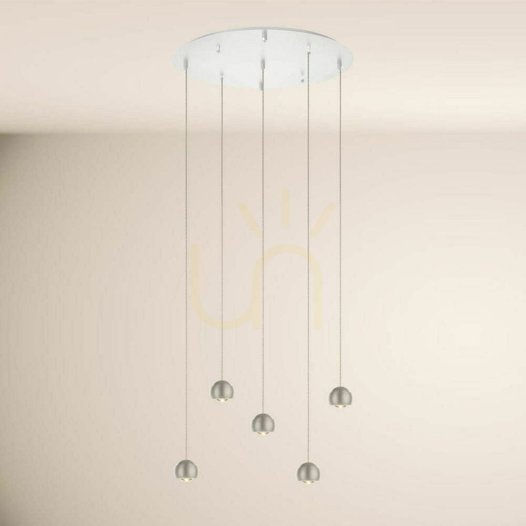 Show s.luce Beam LED 3-light pendant lamp silver 40 cm round modern chandelier s.luce Beam LED 3-light pendant lamp silver 40 cm round modern chandelier