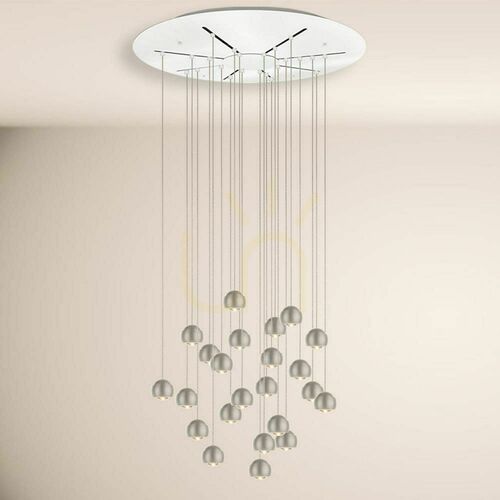 Check s.luce Beam XL LED Pendelleuchte Silber Ø80 cm 24-flammig