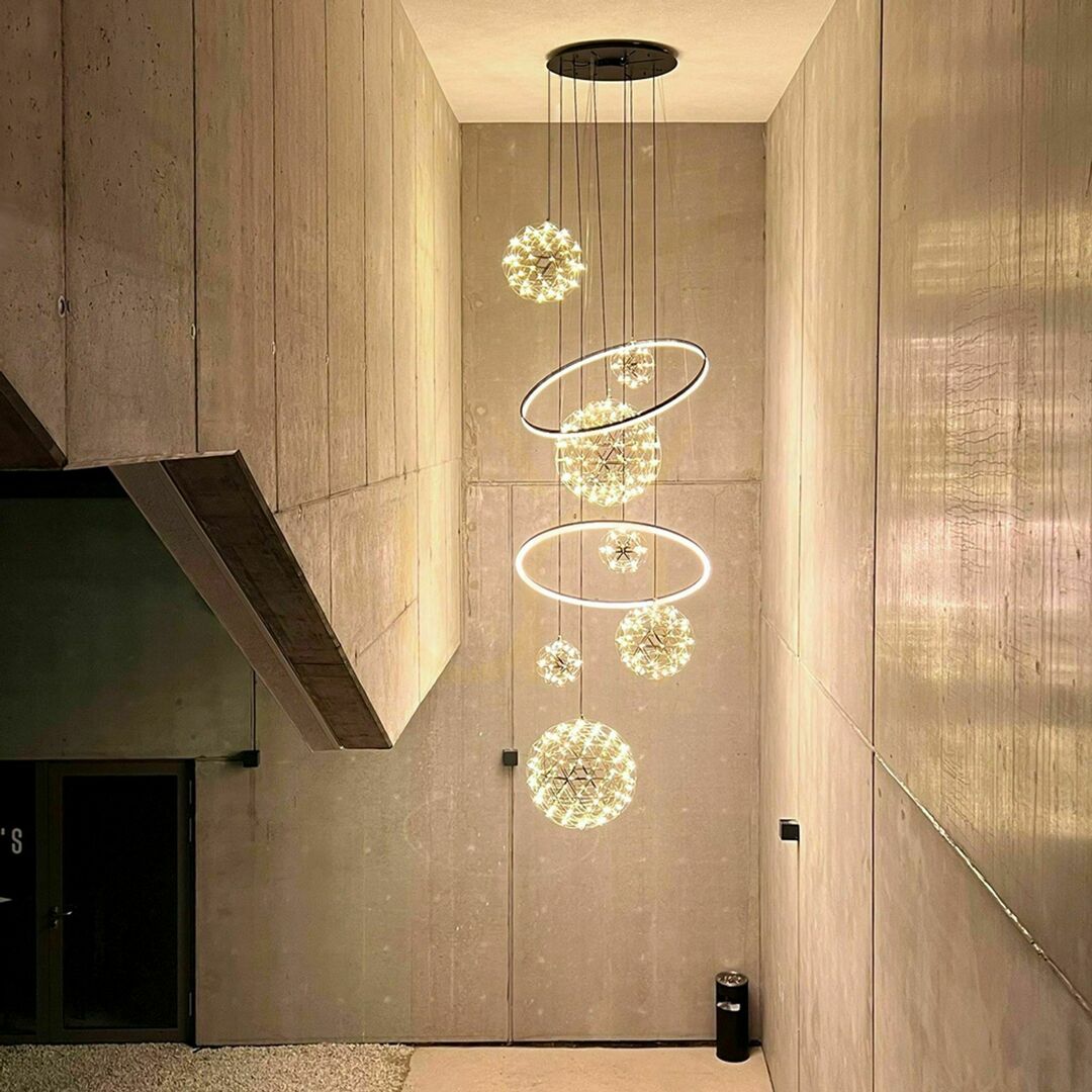 Chandelier s.luce Fusion XXL 8-Light LED Ring Black 150 cm 3000K Dimmable