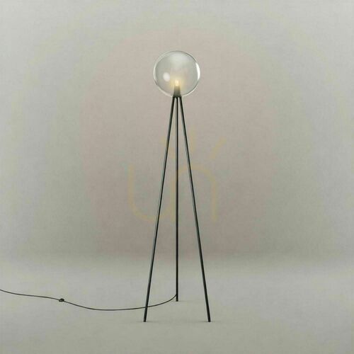 Check s.luce Orb Tripod Floor Lamp, Clear Glass Ø 30 cm, Black Tripod, 160 cm