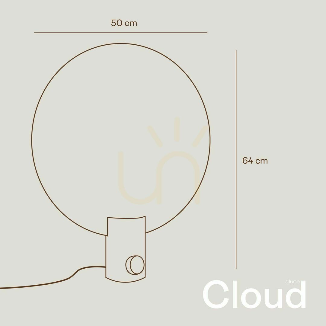 Display Table Lamp s.luce Cloud White Metal Round 44 cm with Rotary Dimmer Table Lamp s.luce Cloud White Metal Round 44 cm with Rotary Dimmer