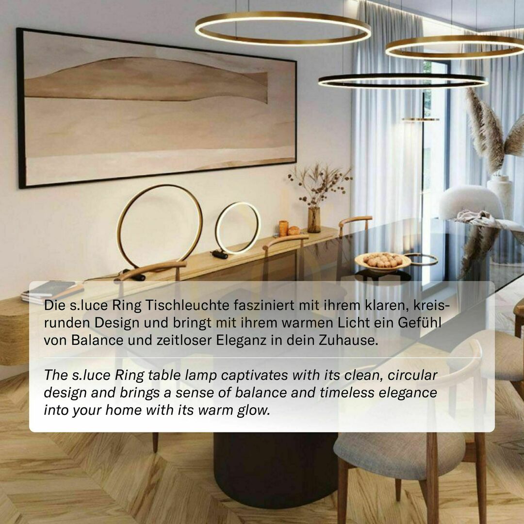 Check s.luce Ring LED Tischlampe Gold 40 cm dimmbar Warmweiß Metal Modern s.luce Ring LED Tischlampe Gold 40 cm dimmbar Warmweiß Metal Modern