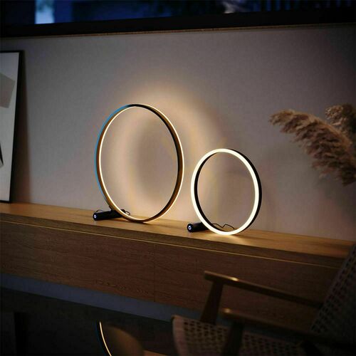 Check s.luce Ring LED Tischlampe Silber 60 cm Dimmer Warmweiß 3000 K