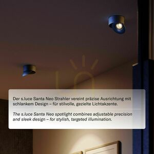s.luce Santa Neo LED ceiling spotlight, white/black, surface-mounted, 11W 4000K 840 lm, dimmable small 6