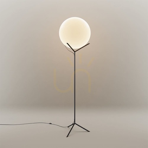 Check s.luce Orb Poseidon Floor Lamp, White Glass Globe 50 cm, 180 cm, E27