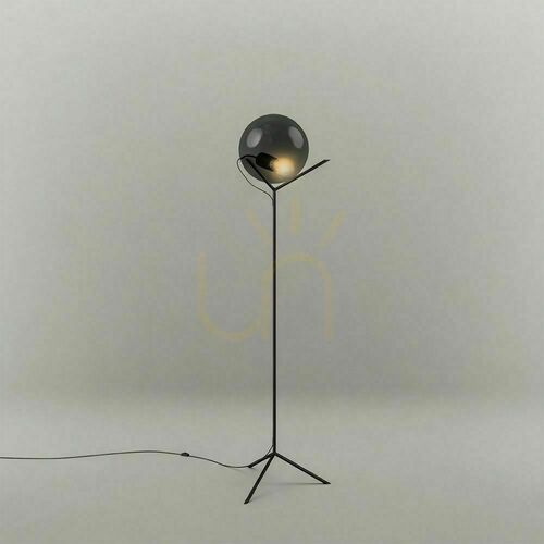 Check s.luce Orb Poseidon Floor Lamp Smoked Glass Globe 30 cm E27 170 cm Dimmable